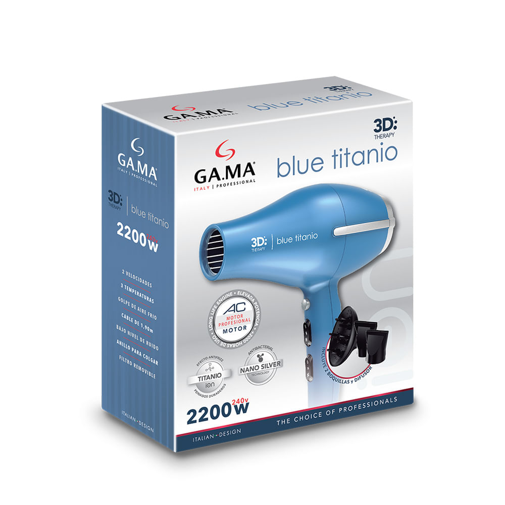 Secador Gama Gama Blue Titanio 3D Therapy Anti-Frizz